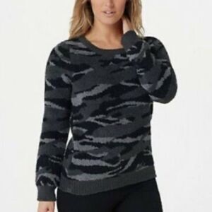 Barefoot Dreams CozyChic Camo Gray Sweater